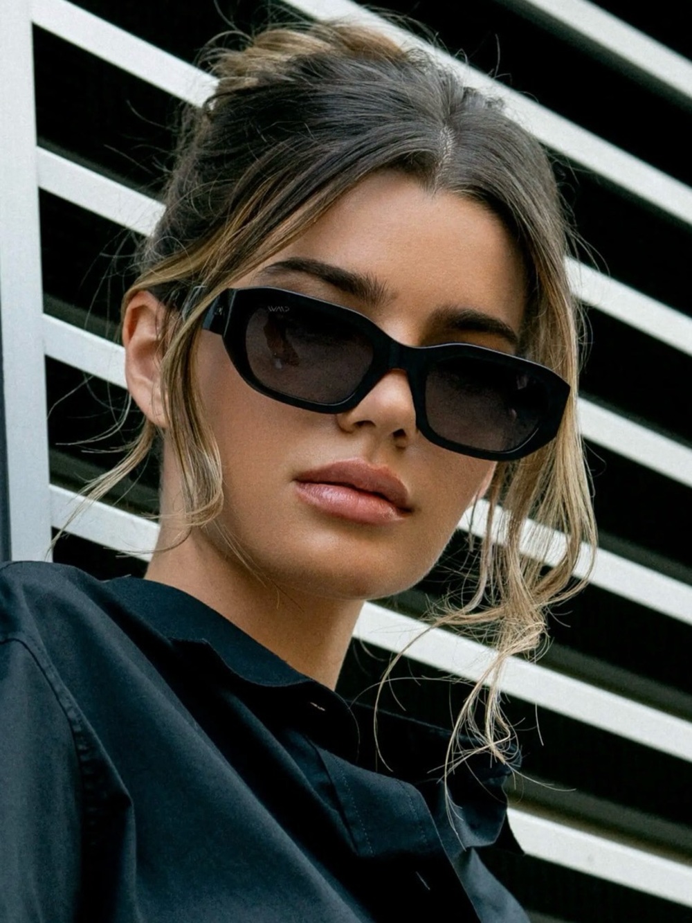 Black London WMP Rectangular Women's Sunglasses - Classic UV Protection